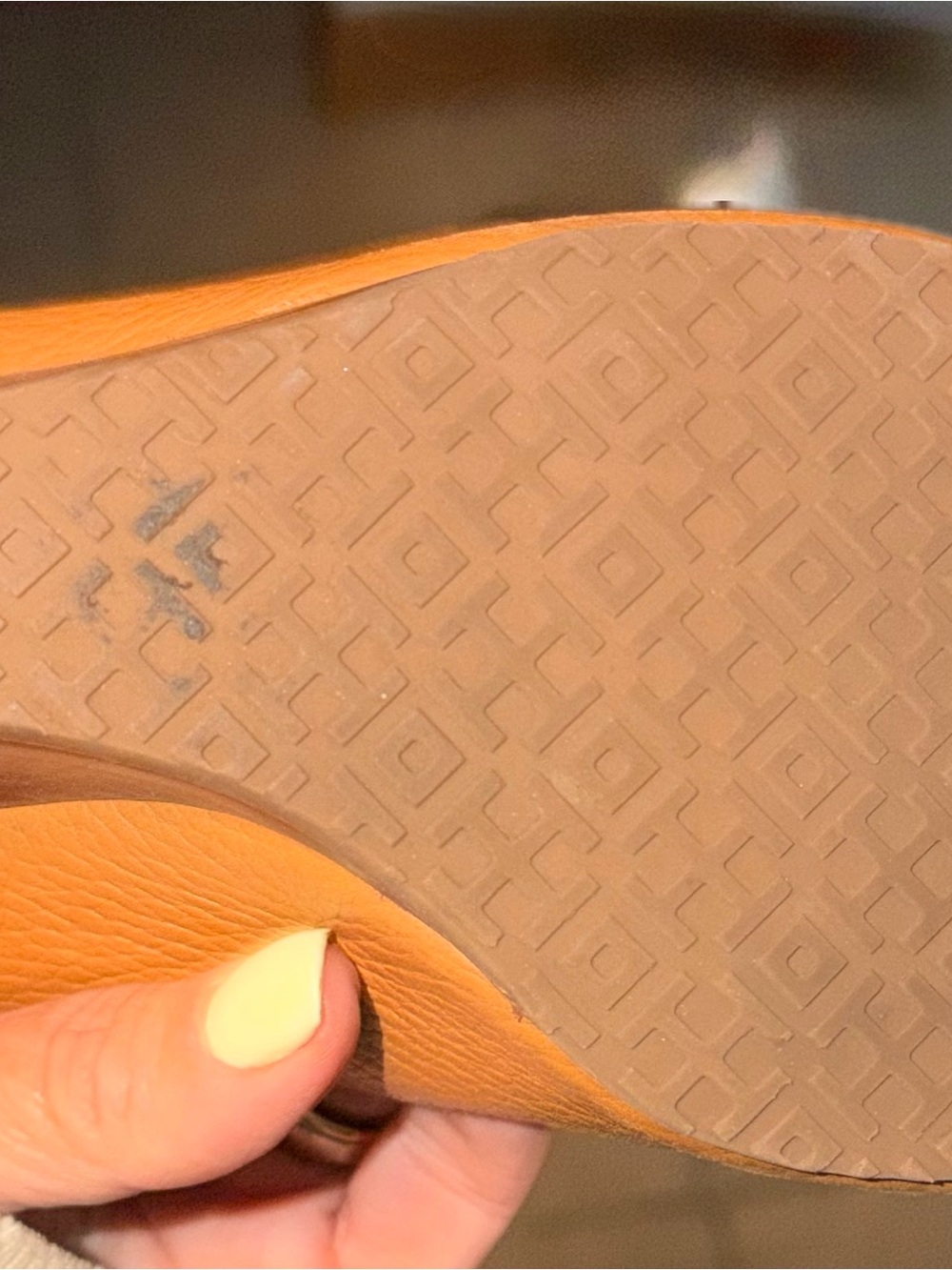 Tory Burch Royal Tan Leather Flats with Gold Logo Accent - Picture 5 of 5